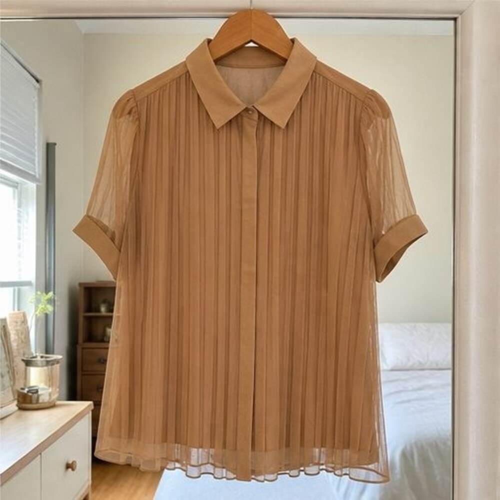 Camel Pleated Blouse